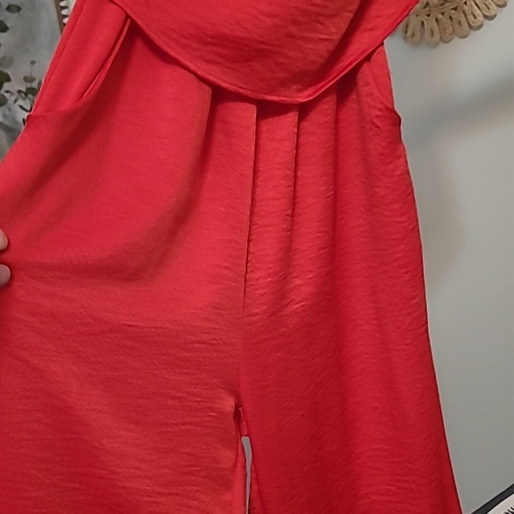 Vibrant Red One Shoulder Full Length Jumpsuit - Picture 2 of 11